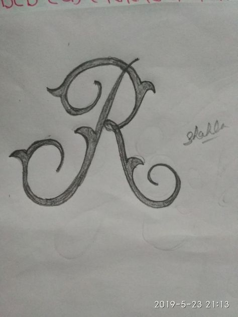 Simple pencil sketch R Sketch Letter, Letter R Tattoo, V Tattoo, R Letter, Letter Tattoo, Pencil Drawings Of Girls, Happy Ganesh Chaturthi Images, Diary Writing, Girl Drawing Sketches