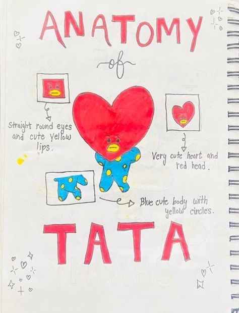 BT21,Bt21, tata, anatomy of tata, taehyung character, taehyung, tata, BTS, BTS character Tata Bt21, Pancake Art, Eye Makeup Techniques, Round Eyes, Diary Ideas, Makeup Techniques, Anatomy, Eye Makeup, Bts