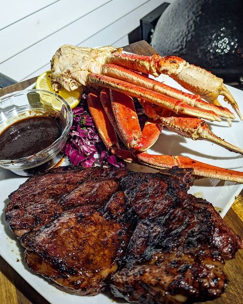 Ryan Szymarek on Instagram: “Happy Charcoal Day! I've got crabs!! How's about some surf & turf! A nice thick Ribeye grilled medium rare with butter and Andrias steak…” Surf Turf, Surf And Turf, Medium Rare, Crab, Steak, Grilling, Surfing, Butter, Pins