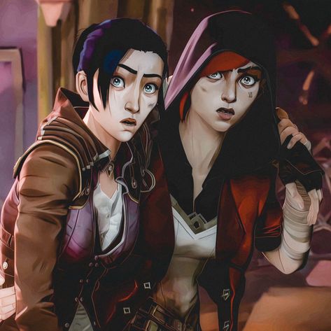 Maddie And Caitlyn, Vi And Catelyn, Arcane Fanart Vi And Caitlyn, Caitlyn And Vi Matching Icons, Vi And Caitlyn Matching Icons, Caitvi Matching Icons, Wlw Characters, Vi And Cait, Arcane Vi And Caitlyn