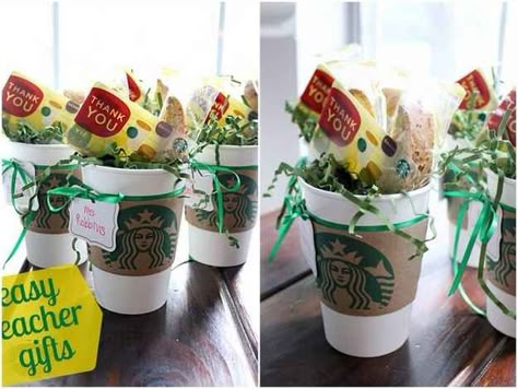 Starbucks Cup Holder | 24 Cute And Clever Ways To Give A Gift Card Inexpensive Teacher Gifts, Cheap Teacher Gifts, Easy Teacher Gifts, Gift Card Presentation, Teacher Appreciation Ideas, Starbucks Gift, Appreciation Ideas, Room Mom, Teachers Gifts