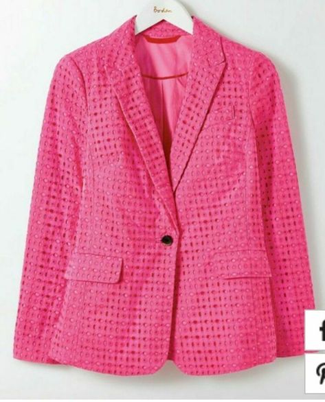 Boden Uk, Blazer Mid, Garden Parties, Fitted Blazer, Cherry On Top, Fuchsia Pink, Green Skirt, Women's Coats & Jackets, Pink Cotton