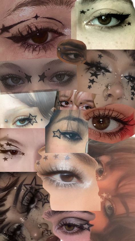 Makeup Drawing, Cute Eye Makeup, Makeup Advice, Halloween Eye Makeup, Graphic Makeup, Swag Makeup, Star Makeup, Face Makeup Tips, Alternative Makeup