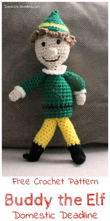 DIY Crochet Buddy the Elf - Elf on the Shelf - Christmas Movies - Domestic Deadline Crochet Elf, Yule Crafts, Christmas Activities For Toddlers, Organizational Printables, Harry Potter Crochet, Crochet Holiday, Best Christmas Movies, Elf Movie, Poppy Pattern