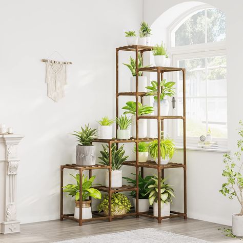 PRICES MAY VARY. >10-Pots Corner Plant Stand: Able to accommodate more than 10 pots, making it the perfect decorative piece for organizing your plant collection. With its unique combination design, it's ideal for installation in indoor corners, maximizing space-saving while adding aesthetic appeal. 54.7"Tall Plant Stand: This plant Rack tall at 54.7 inches, offering vertical space for your indoor and outdoor areas, providing a stunning green decoration. It enhances the natural beauty of your liv Plant Shelves Outdoor, Corner Plant Shelf, Tall Plant Stand Indoor, Indoor Plant Shelves, Plant Rack, Outdoor Shelves, Tall Plant, Corner Plant, Tall Plant Stands