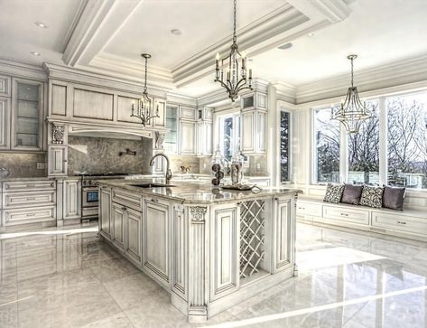 Thank you Instagram friends for all your support! Interior design and home staging is a great passion of ours that we’ve been doing for… Mansion Kitchen, Grand Kitchen, Aesthetic Interior Design, Elegant Kitchen Design, Morning Photo, Kitchens Luxury, Dream Kitchens Design, Classic Kitchen, Elegant Kitchens