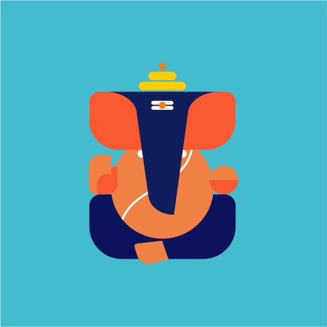 Ganesh Illustration Art, Ganpati Illustration Art, Ganpati On Canvas, Geometric Ganesha, Ganpati Illustration, Ganpati Bappa Rangoli, Ganesh Illustration, Ganesha Illustration, Ganesha Abstract