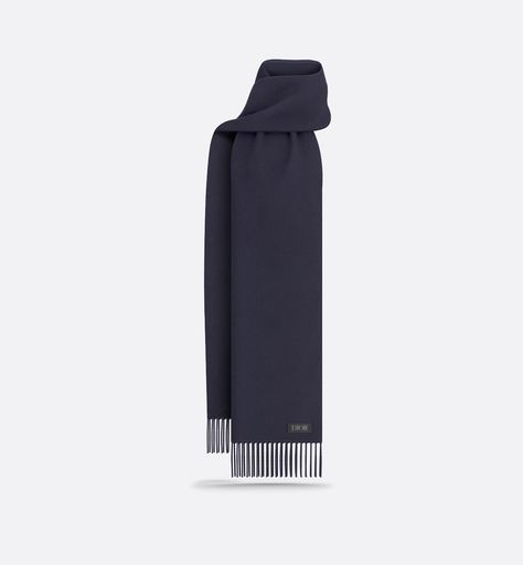 Dior Oblique Double-Sided Scarf Blue and Navy Blue Cashmere and Wool | DIOR Dior Gris, Cd Icon, Dior Oblique, Understated Style, Soft Scarf, Christian Dior Couture, Dior Couture, Gray Silk, Gray Suede