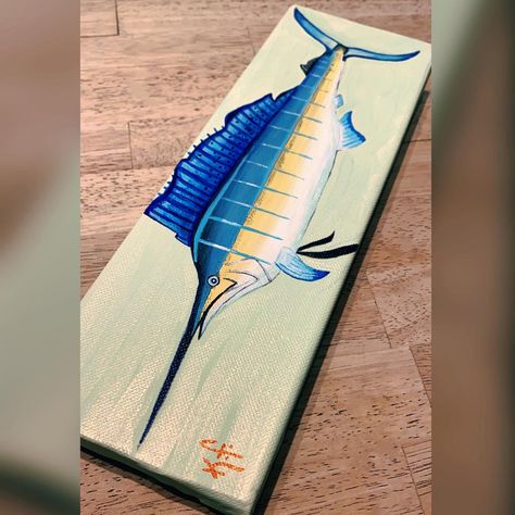 Acrylic sail fish painting. Artist: Karrie Farrar Sailfish Art, Acrylic Painting Easy, Sail Fish, Painting Easy, Painting Artist, Graphite Drawings, Fish Painting, Painting Ideas, Sailing