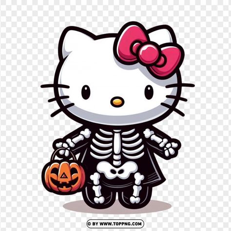 Hello Kitty Halloween Svg, Hollow Kitty, Hello Kitty Skeleton, Navidad Nails, Halloween Toppers, Halloween Sanrio, Cute Halloween Stickers, Hello Kitty Png, Hello Kitty Clipart