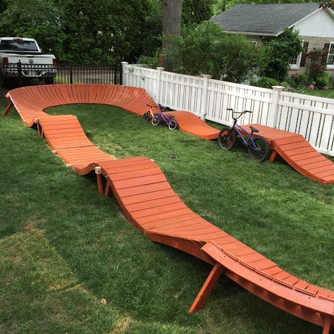 Wooden Pump Tracks . . . . - Page 4 - Pinkbike Forum Bike Pump Track, Bmx Ramps, Backyard Skatepark, Trail Building, Pump Track, Best Bmx, Skateboard Ramps, Bmx Bike, Backyard Playground