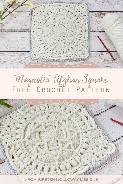 Lace Granny Square, Granny Square Pattern, Granny Square Crochet Patterns Free, Magnolia Blossom, Crochet Blocks, Crochet Granny Square, Crochet Square Patterns, Square Crochet, Granny Squares Pattern