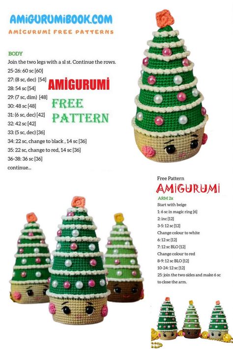 Amigurumi Happy Christmas Tree Free Pattern – Amigurumibook.com Crochet Trees, Crocheting Tutorial, Diy Mittens, Crochet Christmas Trees Pattern, Baby Gloves, Christmas Crochet Patterns Free, Amigurumi Christmas, Crochet Xmas, Crochet Christmas Trees