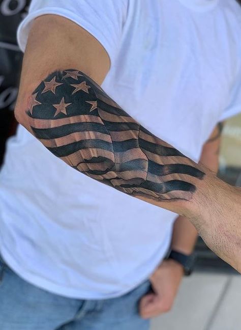 Usa Flag Tattoo, Military Sleeve Tattoo, American Flag Forearm Tattoo, American Flag Sleeve Tattoo, American Flag Tattoos, Police Tattoo, Flag Tattoos, Soldier Tattoo, See Tattoo