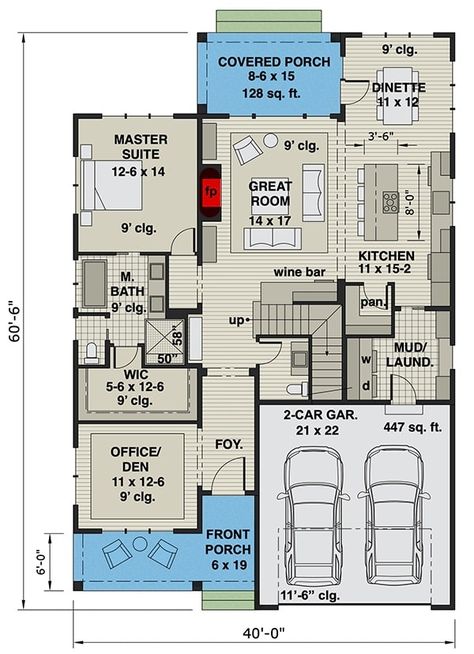 Two-Story 4-Bedroom New American Home with Spacious Loft and Wine Bar (Floor Plan) 2 Story Home Floor Plans, Tradition House, American Craftsman House, Cooktop Island, 3 Bedroom House Plans, Bar Flooring, American House Plans, Vertical Siding, Home Design Floor Plans