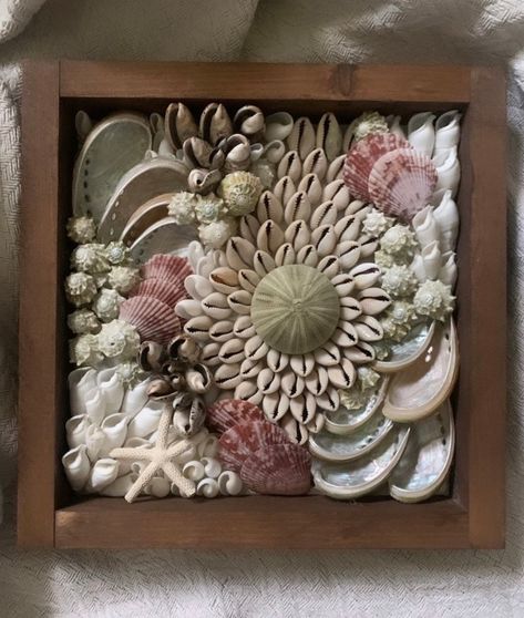 Framed Seashell Wall Mosaic Natural Sea Shells Coastal Nautical Wall Art Deep Sea CORAL REEF Mural Beach Starfish Urchin Mermaid Sea Ocean - Etsy Carribean Decor, Shell People, Shell Projects, Beach Themed Crafts, Diy Beach Decor, Wall Mosaic, Seashell Projects, Seashell Wall Art, Seashell Painting