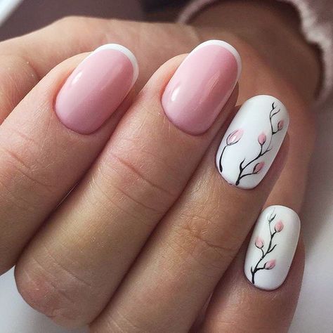 Floral Nail Designs, French Nail Art, Flower Nail Designs, White Nail Art, French Nail, Nail Art Wedding, Spring Nail Art, Flower Nail Art, Pastel Nails