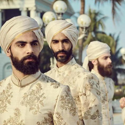 Sabyasachi Sherwani, Golden Sherwani, Groom Indian Wedding Outfits, Floral Photoshoot, Sabyasachi Collection, Sherwani For Men Wedding, Dapper Grooms, Indian Groom Wear, Sherwani Groom