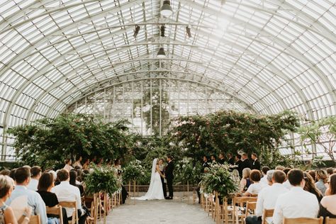 Urban Greenhouse Wedding at Garfield Park Conservatory Mamma Mia Wedding, Wedding Greenhouse, Arkansas Wedding Venues, Greenhouse Venue, Wedding Documentary, Garfield Park Conservatory, Bhldn Bridesmaid, River Wedding, Hipster Wedding