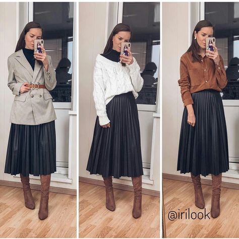 Business Professional Outfits Women, Black Midi Skirt Outfit, 30s Outfits, Pleated Midi Skirt Outfit, Black Pleated Midi Skirt, Black Skirt Outfits, Plus Size Looks, Midi Skirt Outfit, Fashion Capsule Wardrobe