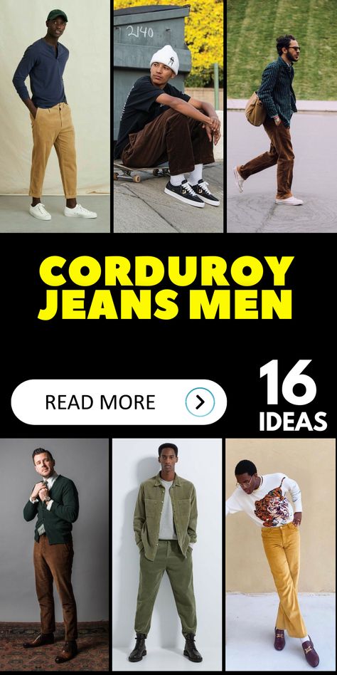 Discover the versatility of corduroy jeans for men and experiment with different outfit combinations. From casual outings to formal events, these pants provide endless styling options. Whether you pair them with a jacket for a polished look or dress them down with a simple tee, corduroy jeans are a reliable choice for any occasion. Corduroy Pants Outfit Mens Streetwear, Tan Corduroy Pants Outfit Mens, Curdoroy Pants Mens Outfit, How To Style Corduroy Pants Men, Coudroy Pants Outfits Men, Brown Pants Outfit Men Casual, Curdory Pants Outfit Men, Men Corduroy Pants Outfit, Men’s Corduroy Pants Outfit