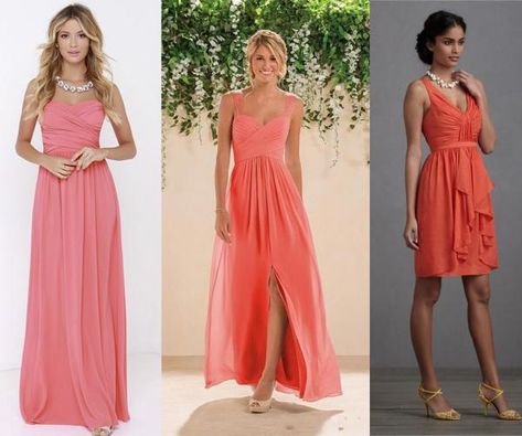 How to Accessorize a Coral Dress - Shoes, Jewelry & Other Coral Dress Accessories Coral Dress Accessories, Coral Pink Outfit, Coral Dress Wedding, Colour Shoes, Salmon Dress, Coral Pink Dress, Coral Bridesmaid, Coral Bridesmaid Dresses, Hijab Wedding Dress