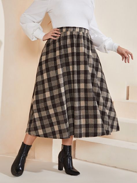 Plus High Waist Plaid Skirt Plus Size Skirts, Plaid Skirts, Autumn Summer, Long Skirt, High Waisted Skirt, Midi Skirt, Plus Size Outfits, Plaid, Spring Summer