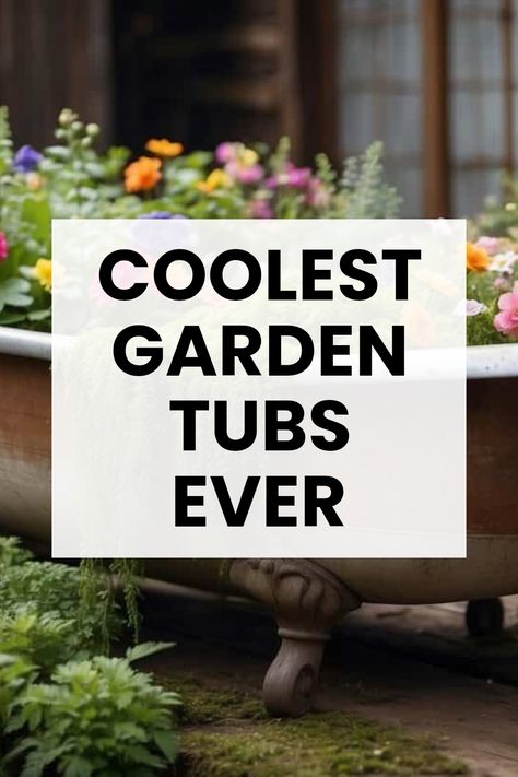 Want to turn an old bathtub into something beautiful for your garden? It's super fun and a fantastic way to make your yard extra special! Think about planting colorful flowers or growing fresh herbs in a vintage tub. Not only will it look cute, but it also helps the planet by recycling. You can get creative with paint and decorations too! Get your hands dirty and discover how to make your garden pop with these creative ideas. Check out these awesome tips to repurpose that tub and inspire your friends to try it too! Repurpose Bathtub, Tub Flower Bed, Bathtub Garden Ideas, Galvanized Tub Ideas, Old Bathtubs, Bathtub Planter, Bathtub Garden, Garden Bathtub, Old Bathtub