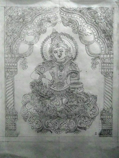 Mysore Painting, Indian Traditional Paintings, Buddhist Art Drawing, Ancient Drawings, Abstract Pencil Drawings, Ganesh Art Paintings, Kerala Mural Painting, Art Village, Energy Art