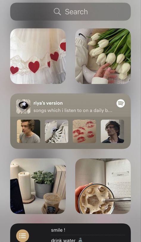 ios 14 homescreen aesthetic soft cute coffee tulips books hearts Book Aesthetic Homescreen, Phone Screens Aesthetic, Soft Aesthetic Homescreen, Ios 16 Wallpaper Books, Book Homescreen Aesthetic, Widget Homescreen Ideas, Book Homescreen, Soft Homescreen, Phone Screen Aesthetic