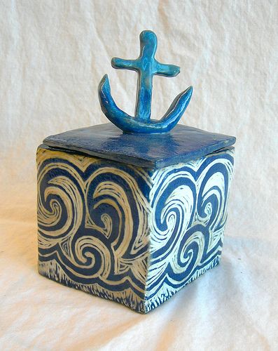 anchor's away | Flickr - Photo Sharing! Slab Container, High School Ceramics, Clay Box, Slab Ceramics, Ceramic Box, Ceramic Boxes, Pottery Marks, Slab Pottery, Pottery Crafts