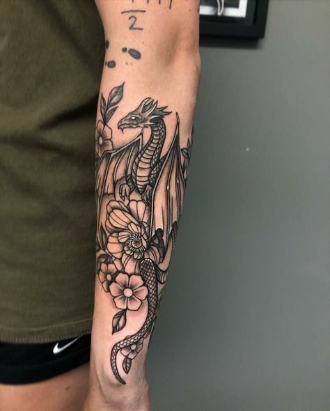 Half Arm Sleeve Tattoo, Outer Forearm Tattoo, Half Sleeve Tattoos Forearm, Quarter Sleeve Tattoos, Rose Tattoo Sleeve, Dragon Sleeve Tattoos, Dragon Tattoo For Women, Omerta Tattoo, Tattoo Inspiration Men