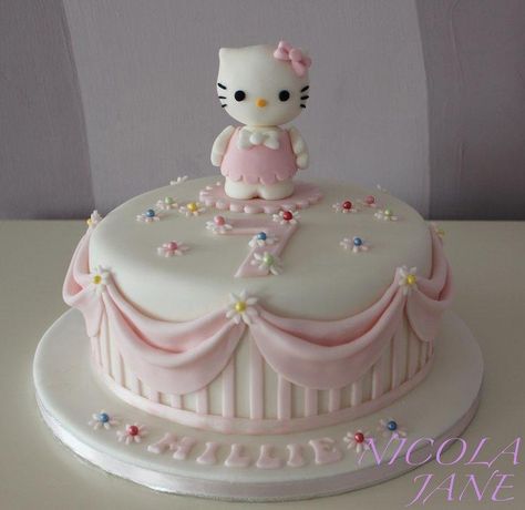 MY FIRST HELLO KITTY CAKE Bolo Da Hello Kitty, Hello Kitty Birthday Theme, Hello Kitty Birthday Cake, Hello Kitty Birthday Party, Princess Birthday Cake, Kitty Cake, Hello Kitty Cake, Hello Kitty Party, Hello Kitty Birthday