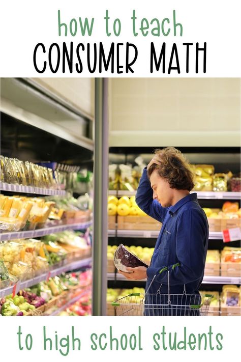 This blog post explores who should be teaching high school students consumer math (financial literacy) concepts and what concepts should be covered. These real-world skills are essential to life after graduation. #financialliteracy #consumermath Consumer Math High School, Project Based Learning Elementary, Homeschool High School Curriculum, Consumer Math, Real Life Math, Math Board, High School Curriculum, Math Boards, Math Notebook