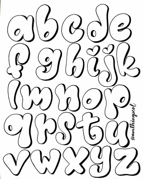 Fancy Fonts Alphabet, Script Fonts Alphabet, Cute Fonts Alphabet, Letters Tattoo, Hand Lettering Alphabet Fonts, Fonts Handwriting Alphabet, Bubble Letter Fonts, Font Bubble, Design Alphabet