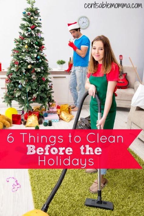 You have guests arriving soon for the holidays, but what do you need to do to prepare? Check out these 6 Things to Clean before the Holidays for some ideas of what to tackle first. #christmas #cleaning Holiday Cleaning Schedule, Holiday Cleaning Checklist, Weekly Cleaning Plan, Things To Clean, Lazy Cleaning, Christmas Cleaning, Holiday Cleaning, Easy Cleaning Hacks, Diy Cleaning Hacks