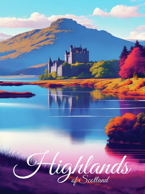 Wall Art Print | Scottish Highlands Travel Poster | Europosters Scotland Highlands, Decoration For Living Room, Scotland Travel, Sport Poster, Prince Charles, Scottish Highlands, Vintage Travel Posters, Color Of Life, Travel Poster