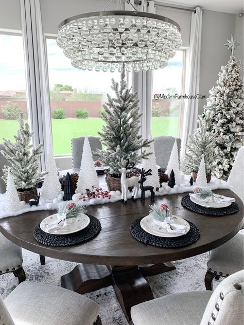 Shop 15in x 8ft Snow Blanket with White … and other curated products on LTK, the easiest way to shop everything from your favorite creators. Glam Modern Farmhouse, Seasonal Centerpieces, Modern Farmhouse Glam, Round Table Decor, Christmas Entryway, Wood Dining Room Table, Farmhouse Glam, Glam Modern, Christmas Dining Room