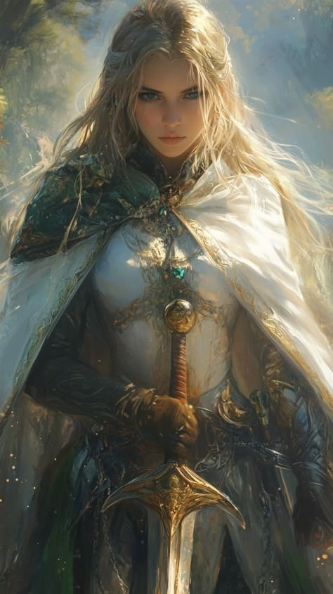 Light Queen Aesthetic, Spiritual Warrior Woman, Scifi Princess, Warrior Princess Art, White Cloak, Shadow Dance, Otherworldly Beauty, Warrior Female, Elven Princess