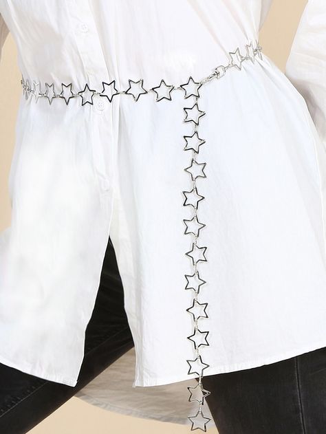 Star Decor Chain Belt Star Chain Belt, Pleated Skirt Plus Size, Star Decor, Mini Pleated Skirt, Chain Belts, Star Chain, Star Decorations, Chain Belt, Plus Size Skirts