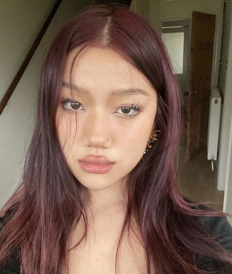 Aesthetic Haircuts, Black Cherry Hair, Plum Hair, Red Hair Inspo, Wine Hair, Cherry Hair, Hair Streaks, Dyed Hair Inspiration, Haircuts Straight Hair