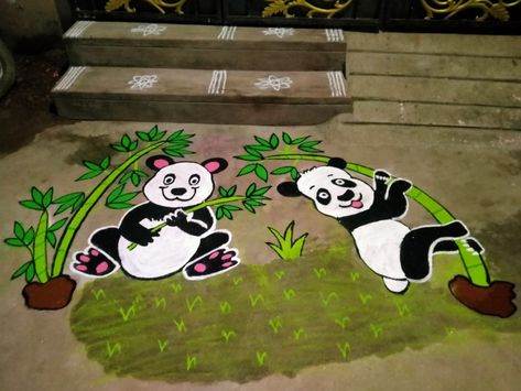 #rangoli #art #kolam #colourfulart #love #beast #vijay #2022 #panda #bamboo Panda Rangoli Designs, Funny Rangoli, Panda Rangoli, Birds Rangoli Designs, Cartoon Rangoli Designs Easy, Beast Vijay, Cartoon Rangoli, Christmas Bulletin Board Decorations, Rangoli Big