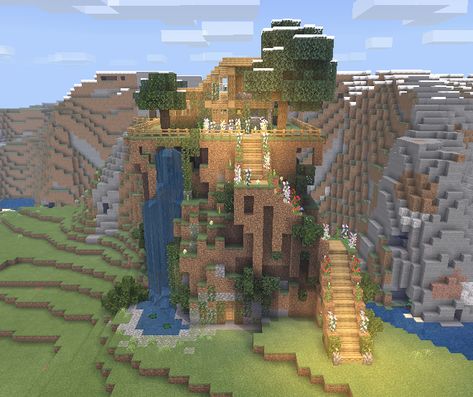 Staircase Minecraft, Minecraft Staircase, Minecraft Mountain House, Minecraft Dragon, Aesthetic Minecraft Builds, Minecraft Mountain, Aesthetic Minecraft, Minecraft Things, Cartoon Video Games