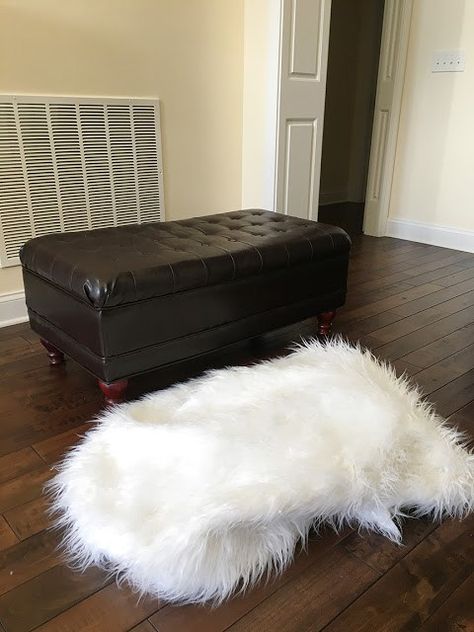 Fur Ottoman Makeover in Less Than an Hour! – Less Than Perfect Life of Bliss Ottoman Makeover Diy, Faux Ottoman, Faux Fur Christmas Decor, Ottoman Makeover, Fur Furniture, Faux Fur Ottoman, Hunted Interior, Fur Ottoman, Earthy Home Decor