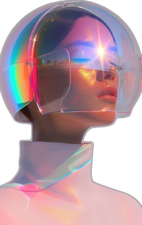 Iridescent Portrait, Future Aesthetic Sci Fi, Retro Futurism Graphic Design, High Tech Aesthetic, Reflective Aesthetic, Innovation Aesthetic, Futuristic Design Graphic, Futuristic Royalty, Futuristic Fashion Aesthetic