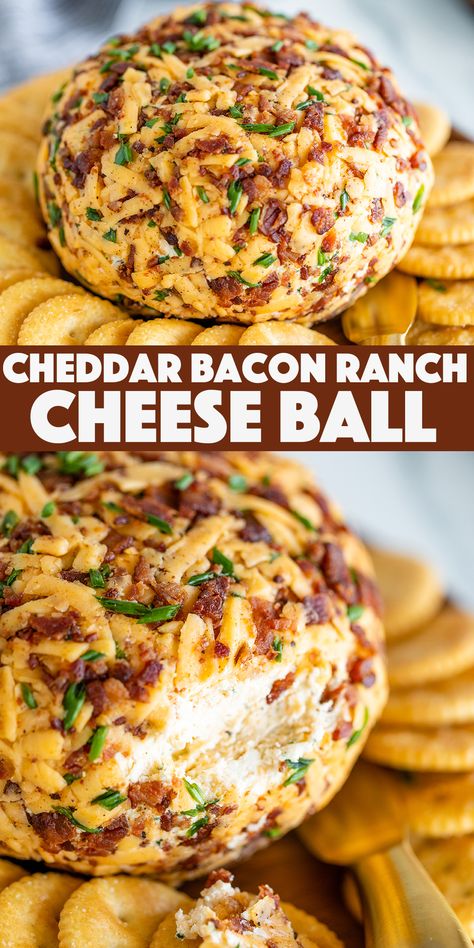 Cheddar Cheese Cheese Ball, Bacon Cheddar Ranch Cheese Ball, Bacon Cheddar Ranch Cheeseball, Cheese Balls For Thanksgiving, Sharp Cheddar Cheese Ball, Vegetable Cheese Ball, Cheddar Bacon Ranch Cheese Ball Recipe, Cheese Ball With Bacon, Cheddar Ranch Cheese Ball