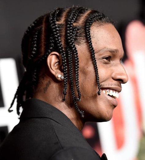 15 ASAP Rocky Braid Hairstyles for Braid Lovers Asap Rocky Box Braids, Asap Rocky Braids For Men, Mens Editorial Hair, Asap Rocky Cornrows, Asap Rocky Hairstyle, Rocky Hairstyle, Male Box Braids, Hairstyle Two Braids, Types Of Cornrows