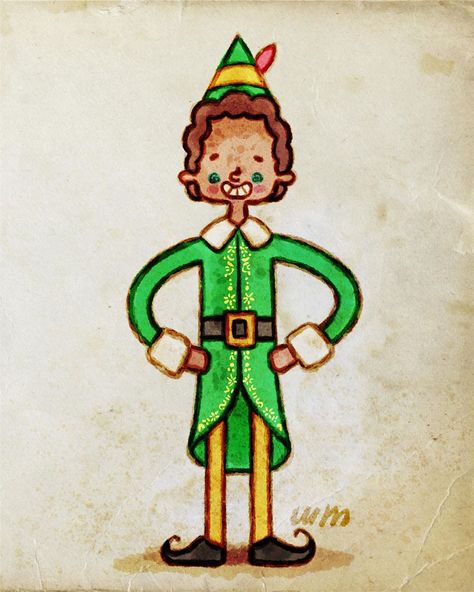 Wilhelm MacGuffin on Instagram: ““Buddy the Elf, what’s your favorite color?” —— — #elf #buddytheelf #willferrell #christmasmovies #jonfavreau #smilingsmyfavorite ——…” Elf Movie Drawing, Elf Drawings, Elf Movie, Flower Painting Canvas, Collage Ideas, Buddy The Elf, Christmas Drawing, Painting Canvas, The Elf