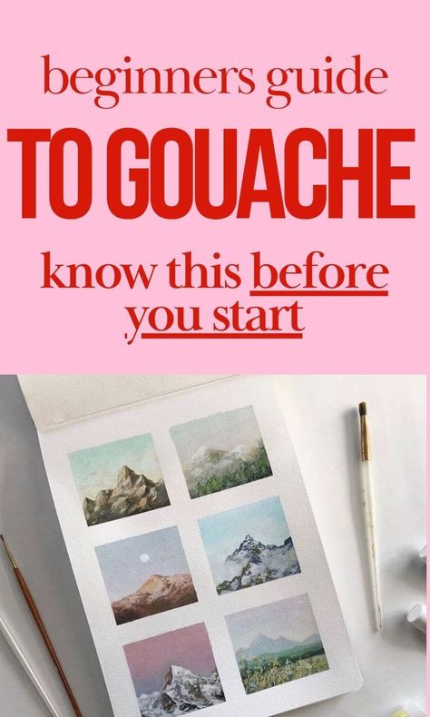 How to Paint with Gouache for Beginners | everything that you need to know to get started with painting #gouache #howtopaint #howtopaintwithgouache #art Gouache Paint Mixing, Gouche Painting Vs Acrylic, How To Use Gauche Paint, Art Sketchbook Watercolour, Painting Practice Ideas, Gouache Tutorial Videos, Gouache Color Palette, How To Gouache Paint, Guash Paint Ideas