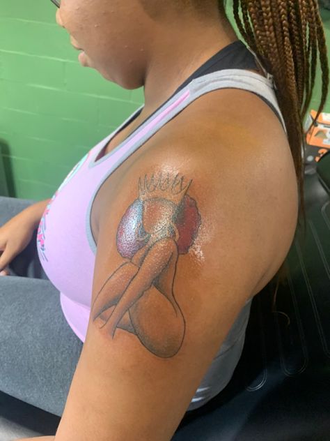 Afro Queen Tattoo, Tattoo On Dark Skin, Bubble Tattoo, Afro Queen, Queen Tattoo, Tattoo On, Tattoos And Piercings, Fish Tattoos, Jesus Fish Tattoo